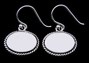 STERLING SILVER OVAL DANGLE EARRINGS