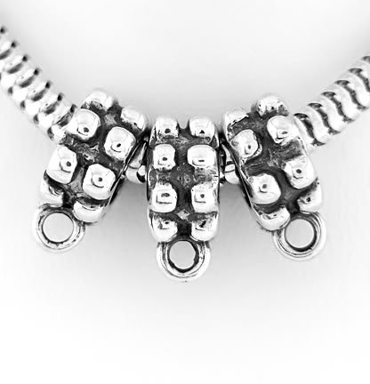 3 STERLING SILVER DANGLE BEAD HOLDER TO FIT EUROPEAN BEAD CHARMS