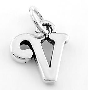 STERLING SILVER FANCY LETTER v CHARM/PENDANT