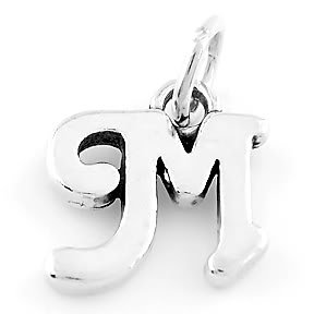 STERLING SILVER FANCY LETTER M CHARM/PENDANT