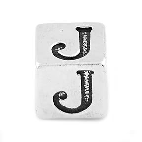 STERLING SILVER BLOCK LETTER INITIAL J CUBE CHARM