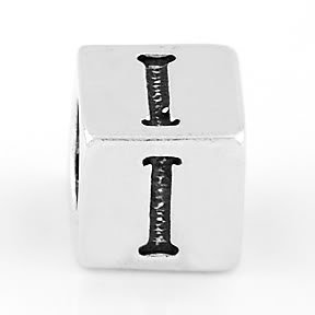 STERLING SILVER BLOCK LETTER INITIAL I CUBE CHARM