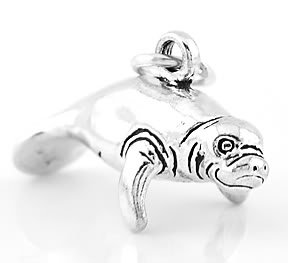STERLING SILVER MANATEE 3D CHARM/PENDANT