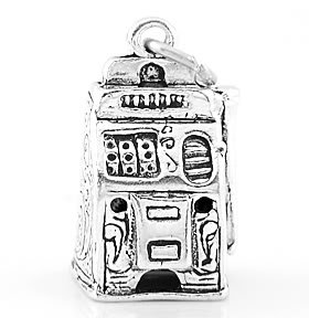 SILVER LAS VEGAS CASINO PLAY LARGE SLOT MACHINE CHARM
