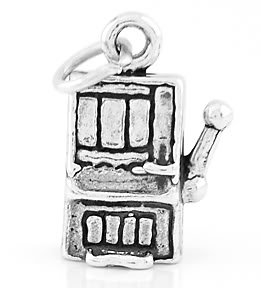 STERLING SILVER LAS VEGS STYLE CASINO PLAY SLOT MACHINE 3D CHARM
