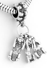 STERLING SILVER NO EVIL MONKEYS EUROPEAN BEAD