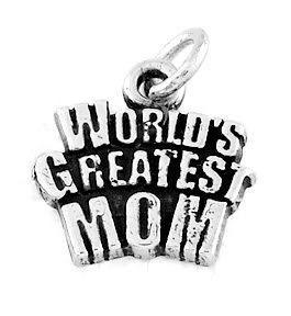 STERLING SILVER WORLD'S GREATEST MOM CHARM/PENDANT