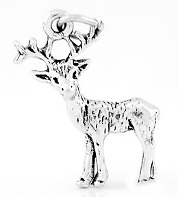 STERLING SILVER STANDING DEER 3D CHARM/PENDANT