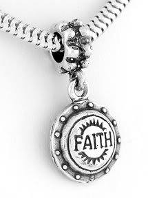 STERLING SILVER FAITH SHIELD EUROPEAN BEAD