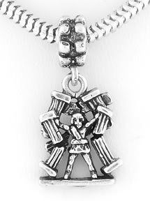 STERLING SILVER DANGLING HERCULES HOLDING PILLARS EUROPEAN BEAD