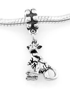 STERLING SILVER DANGLE KANGAROO w/ JOEY EUROPEAN BEAD