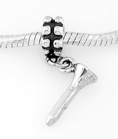 STERLING SILVER DANGLE GOLF TEE EUROPEAN BEAD