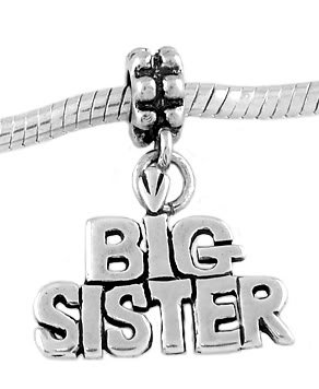 STERLING SILVER DANGLE BIG SISTER EUROPEAN BEAD
