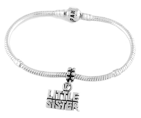 STERLING SILVER DANGLE LITTLE SISTER EUROPEAN BEAD