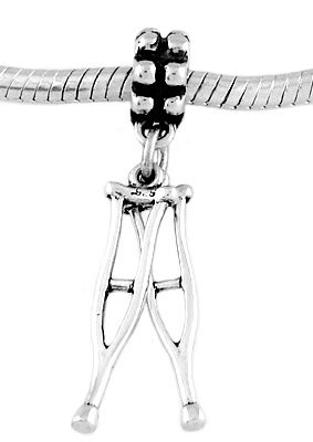 STERLING SILVER DANGLE MEDICAL CRUTCHES EUROPEAN BEAD