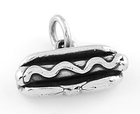 STERLING SILVER 3D HOT DOG CHARM/PENDANT