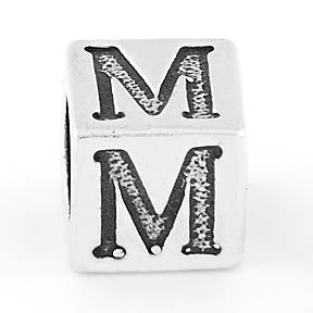 STERLING SILVER BLOCK LETTER INITIAL M CUBE CHARM