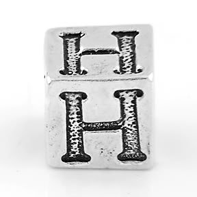STERLING SILVER BLOCK LETTER INITIAL H CUBE CHARM