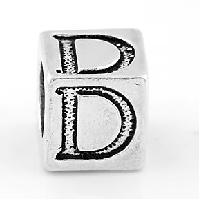 STERLING SILVER BLOCK LETTER INITIAL D CUBE CHARM