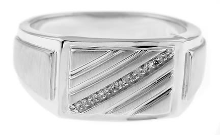 STERLING SILVER POLISHED MEN'S DIAMOND WEDDING / FASHION RING