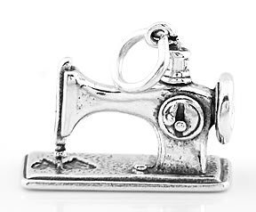 STERLING SILVER SEWING MACHINE CHARM/PENDANT