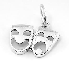 STERLING SILVER MASK OF COMEDY TRAGEDY CHARM/PENDANT