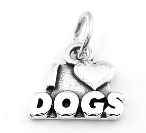STERLING SILVER I LOVE DOGS CHARM/PENDANT