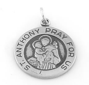 STERLING SILVER SAINT ANTHONY PRAY FOR US CHARM/PENDANT