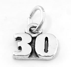 STERLING SILVER NUMBER 30 CHARM/PENDANT