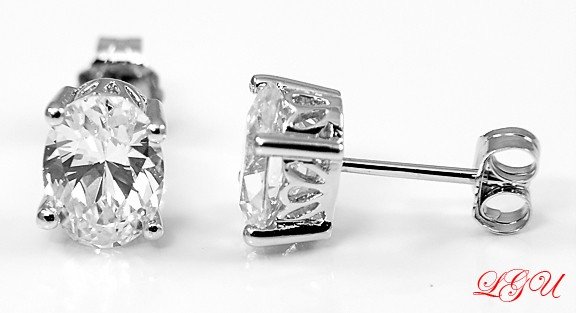STERLING SILVER CZ OVAL FILIGRI STUD EARRINGS 8X6MM