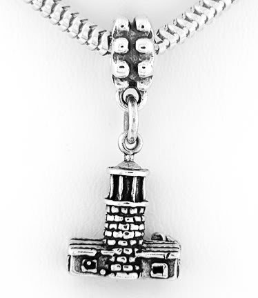 STERLING SILVER DANGLING 3D LIGHTHOUSE EUROPEAN BEAD