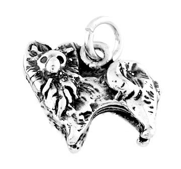 STERLING SILVER POMERANIAN DOG CHARM/PENDANT