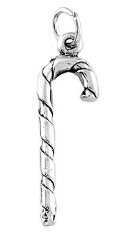 STERLING SILVER CHRISTMAS CANDY CANE CHARM/PENDANT