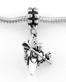 STERLING SILVER DANGLE KAYAKER IN KAYAK EUROPEAN BEAD
