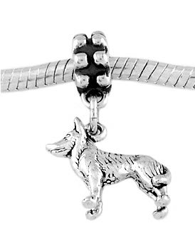 STERLING SILVER DANGLE SLED DOG - HUSKY DOG EUROPEAN BEAD