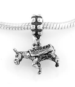STERLING SILVER DANGLE DEMOCRAT DONKEY EUROPEAN BEAD