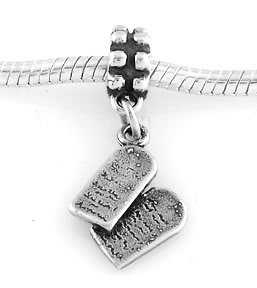 STERLING SILVER DANGLE TEN COMMANDMENT TABLET EUROPEAN BEAD