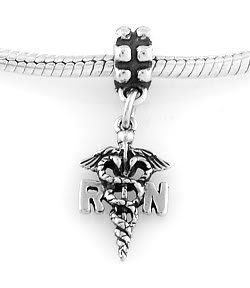 STERLING SILVER DANGLE RN REGISTERED NURSE MEDICAL EUROPEAN BEAD