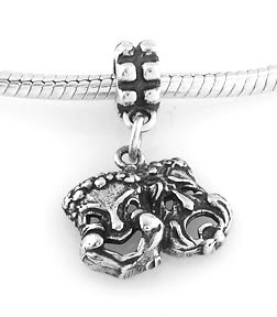 STERLING SILVER DANGLE COMEDY/TRAGEDY MASKS EUROPEAN BEAD