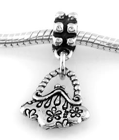 STERLING SILVER DANGLE VINTAGE PURSE EUROPEAN BEAD