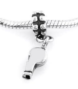STERLING SILVER DANGLING COACH'S WHISTLE EUROPEAN BEAD