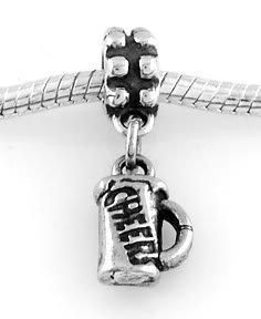 STERLING SILVER DANGLING CHEERS BEER MUG EUROPEAN BEAD