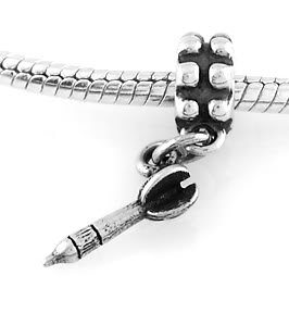 STERLING SILVER DANGLING 3D DART EUROPEAN BEAD