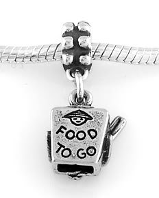 STERLING SILVER DANGLE CHINESE FOOD TO GO BOX EUROPEAN BEAD