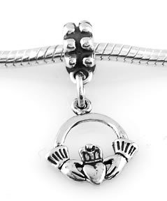 STERLING SILVER DANGLE IRISH CLADDAGH RING EUROPEAN BEAD