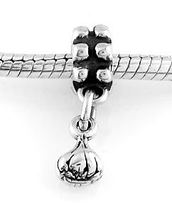 STERLING SILVER DANGLING 3D GARLIC BULB EUROPEAN BEAD