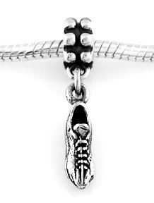 STERLING SILVER DANGLING 3D SOCCER CLEAT EUROPEAN BEAD