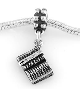 STERLING SILVER DANGLING OPEN BIBLE EUROPEAN BEAD