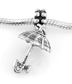 STERLING SILVER DANGLE UMBRELLA w/ BOW EUROPEAN BEAD