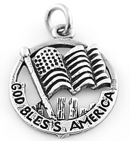 STERLING SILVER GOD BLESS AMERICA CHARM/PENDANT